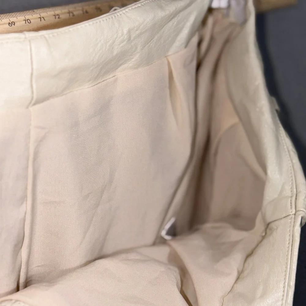 Olivaceous Small Faux Leather High‎ Waisted Shorts Cream Neutral Minimalist Chic